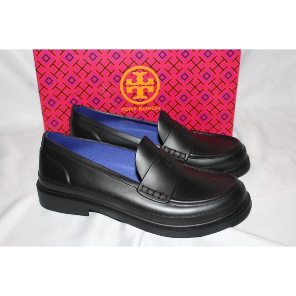 TORY BURCH WOMEN'S CLASSIC RAIN LOAFER BLACK SZ 7 NIB 248 - Picture 2 of 7